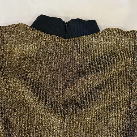 Zara Dress Gold Lurex Mock Neck Sleeveless A Line Shimmery Shift Size Small - Picture 6 of 9